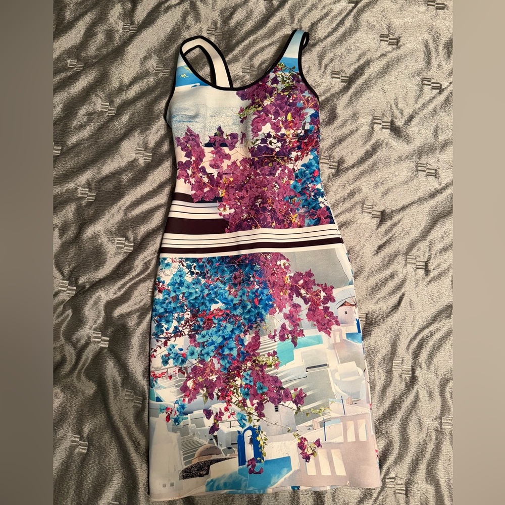 Clover Canyon Purple and Blue Floral Midi Dress